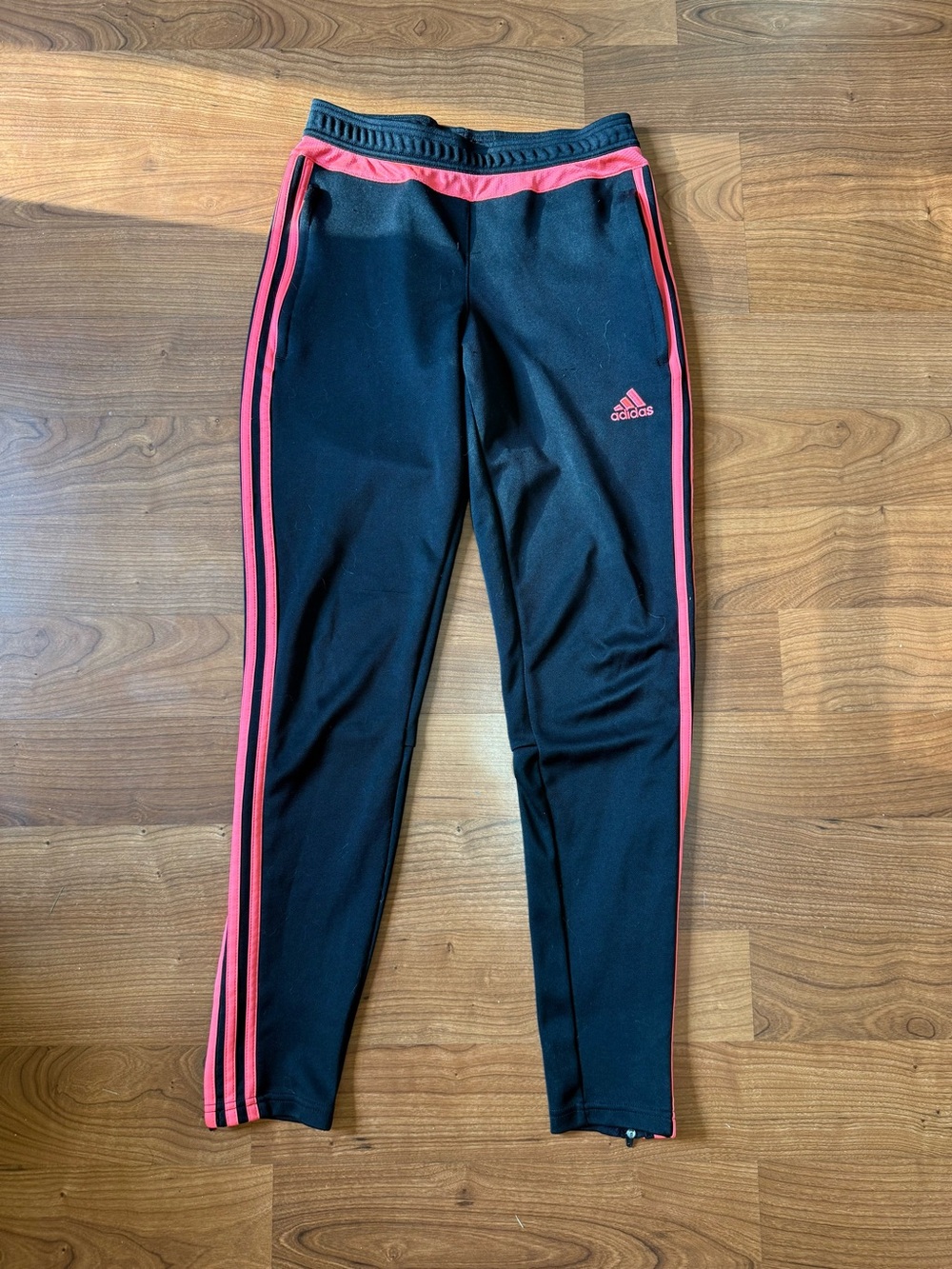 adidas Womens Black and Pink Athletic Track Pants